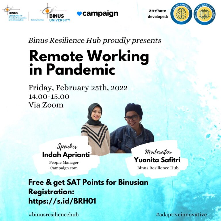 Remote , Working, Pandemic, Webinar, Resilience, Binus Resilience